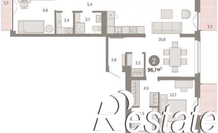 3-комн квартира улица Республики, 205 к2,  д. 205 к2