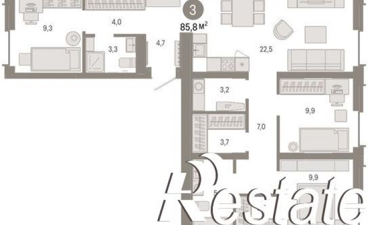 3-комн квартира улица Республики, 205 к2,  д. 205 к2
