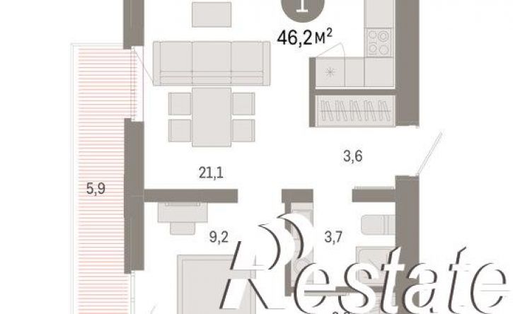 2-комн квартира в новом доме улица Республики, 205 к3,  д. 205 к3