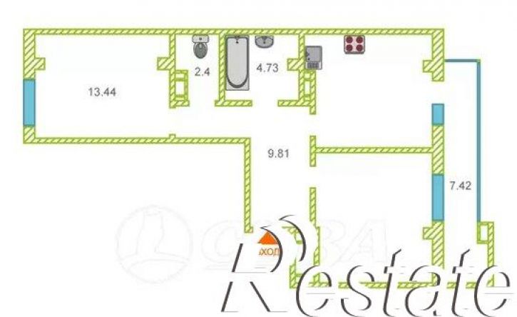 2-комн квартира улица Константина Посьета, 10,  д. 10
