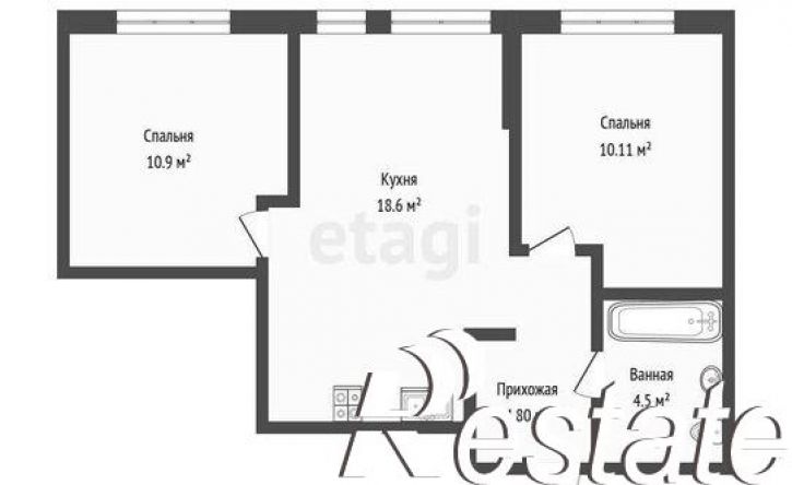 2-комн квартира Харьковская улица, 72А,  д. 72А