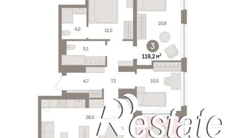 3-комн квартира в новом доме Причальная улица, 11,  д. 11