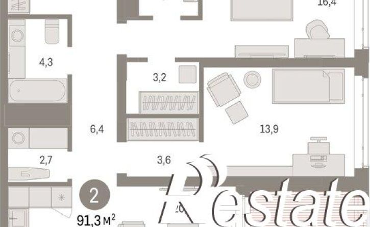 2-комн квартира в новом доме улица Республики, 205 к3,  д. 205 к3