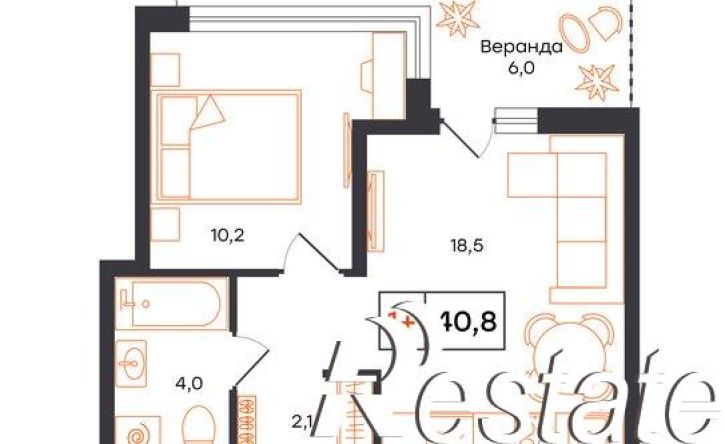 1-комн квартира в новом доме Тюменская улица, 13,  д. 13
