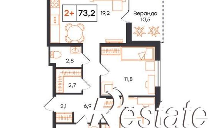 2-комн квартира в новом доме Тюменская улица, 13,  д. 13