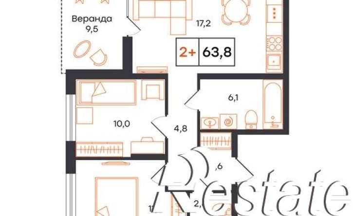 2-комн квартира в новом доме Тюменская улица, 13,  д. 13