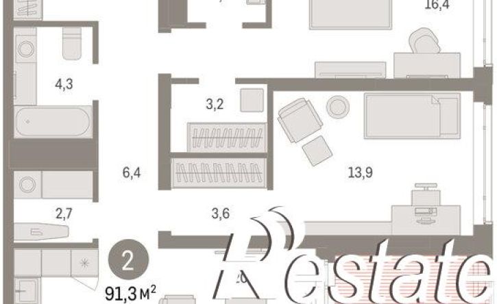 3-комн квартира в новом доме улица Республики, 205 к3,  д. 205 к3