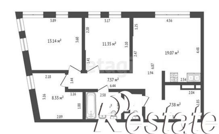 3-комн квартира улица Эрвье, 38,  д. 38