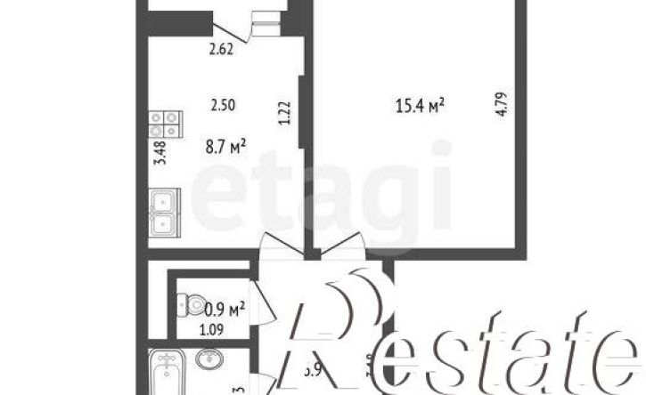 1-комн квартира улица Раушана Абдуллина, 6 к1,  д. 6 к1
