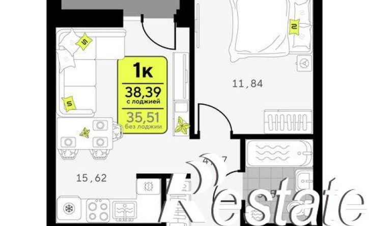 1-комн квартира в новом доме улица Первооткрывателей, 19,  д. 19