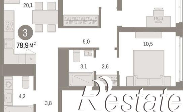 3-комн квартира в новом доме улица Республики, 205 к3,  д. 205 к3