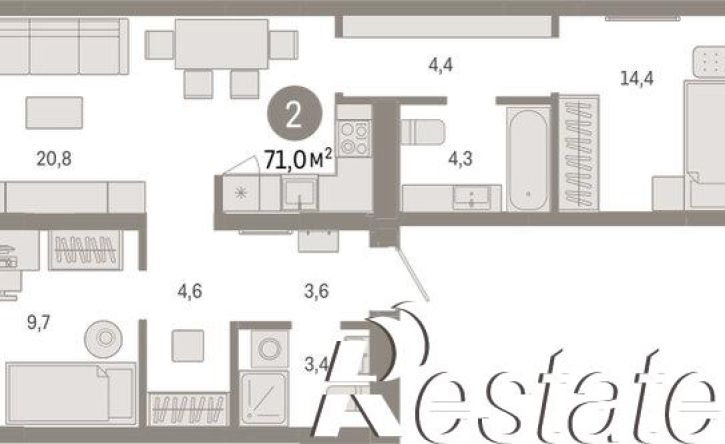 2-комн квартира в новом доме улица Республики, 205 к3,  д. 205 к3