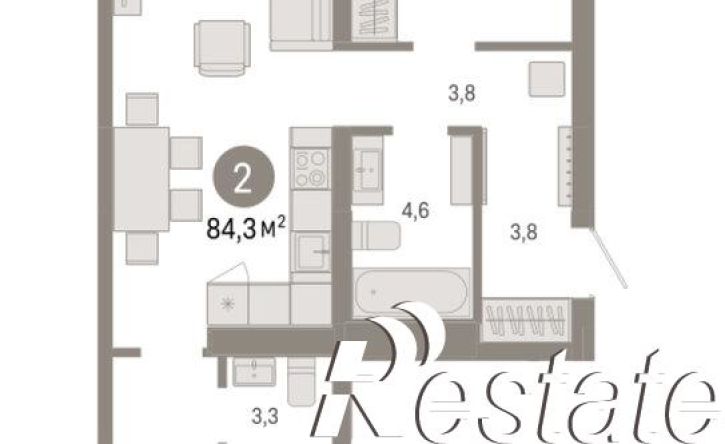 2-комн квартира в новом доме улица Республики, 205 к3,  д. 205 к3