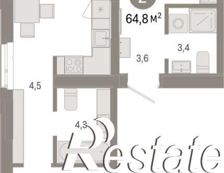 2-комн квартира в новом доме улица Республики, 205 к3,  д. 205 к3