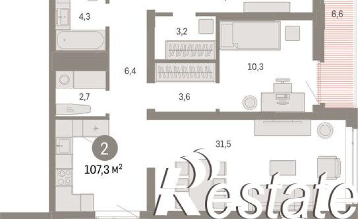 2-комн квартира в новом доме улица Республики, 205 к3,  д. 205 к3