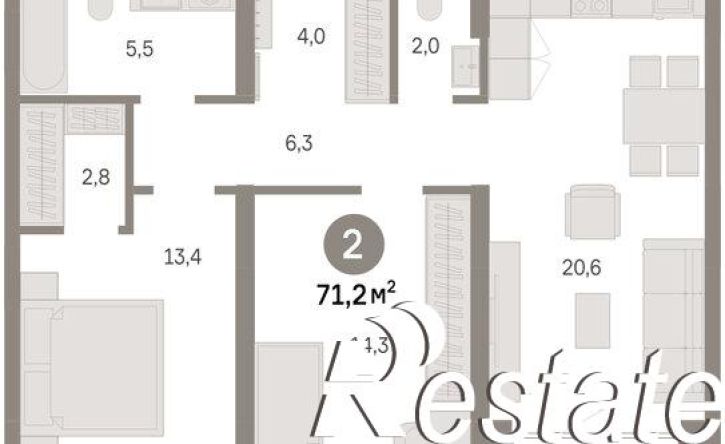 2-комн квартира в новом доме Причальная улица, 11,  д. 11